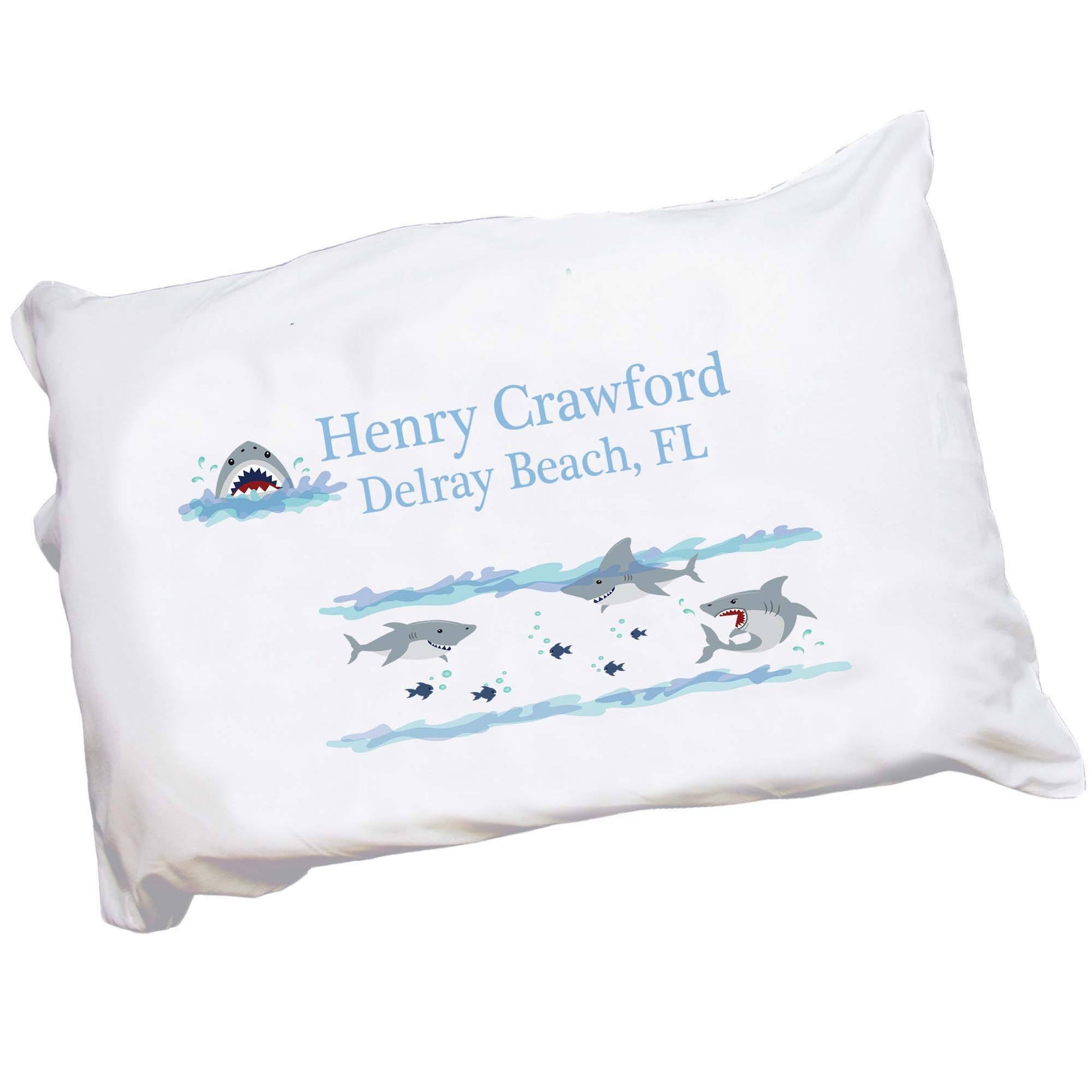 Personalized Boy's Shark Pillowcase - MyBambino.com