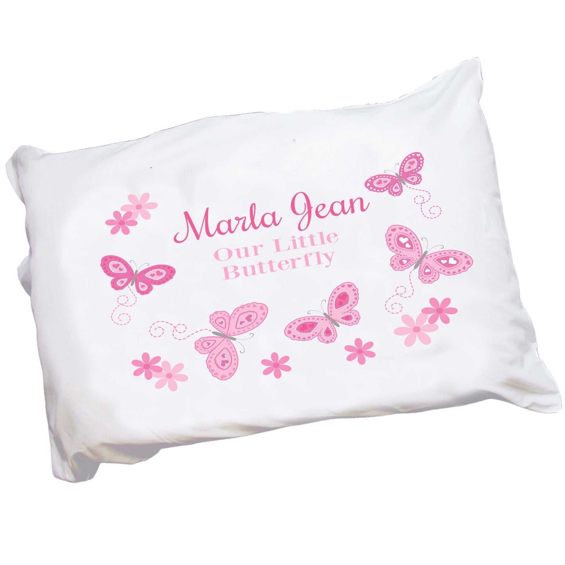 Personalized Pink Butterflies Pillowcase - MyBambino.com