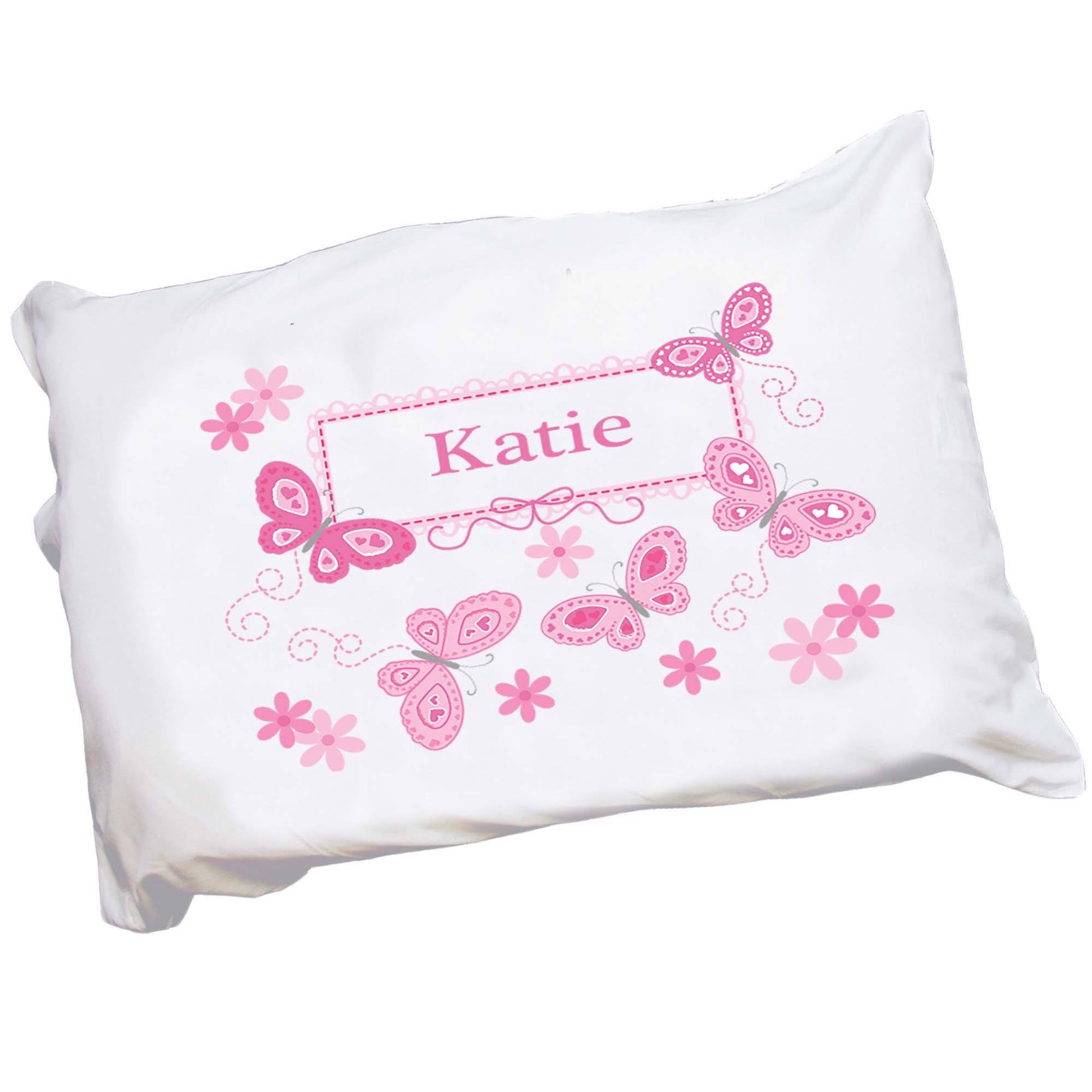 Personalized Pink Butterflies Pillowcase - MyBambino.com