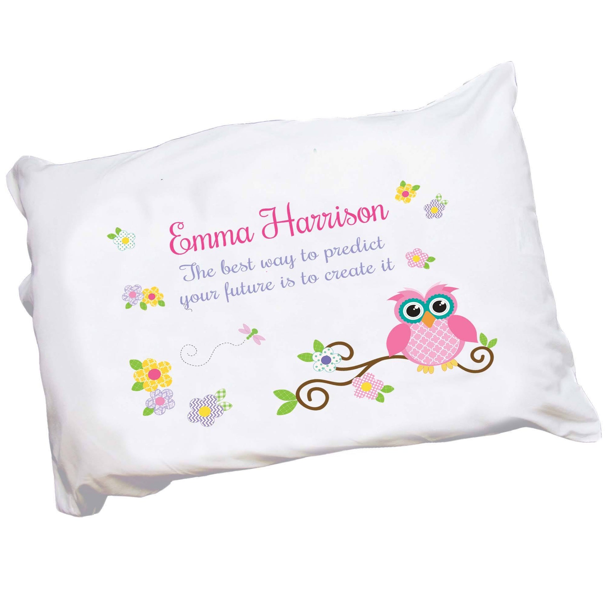 Personalized Girl's Calico Owl Pillowcase - MyBambino.com