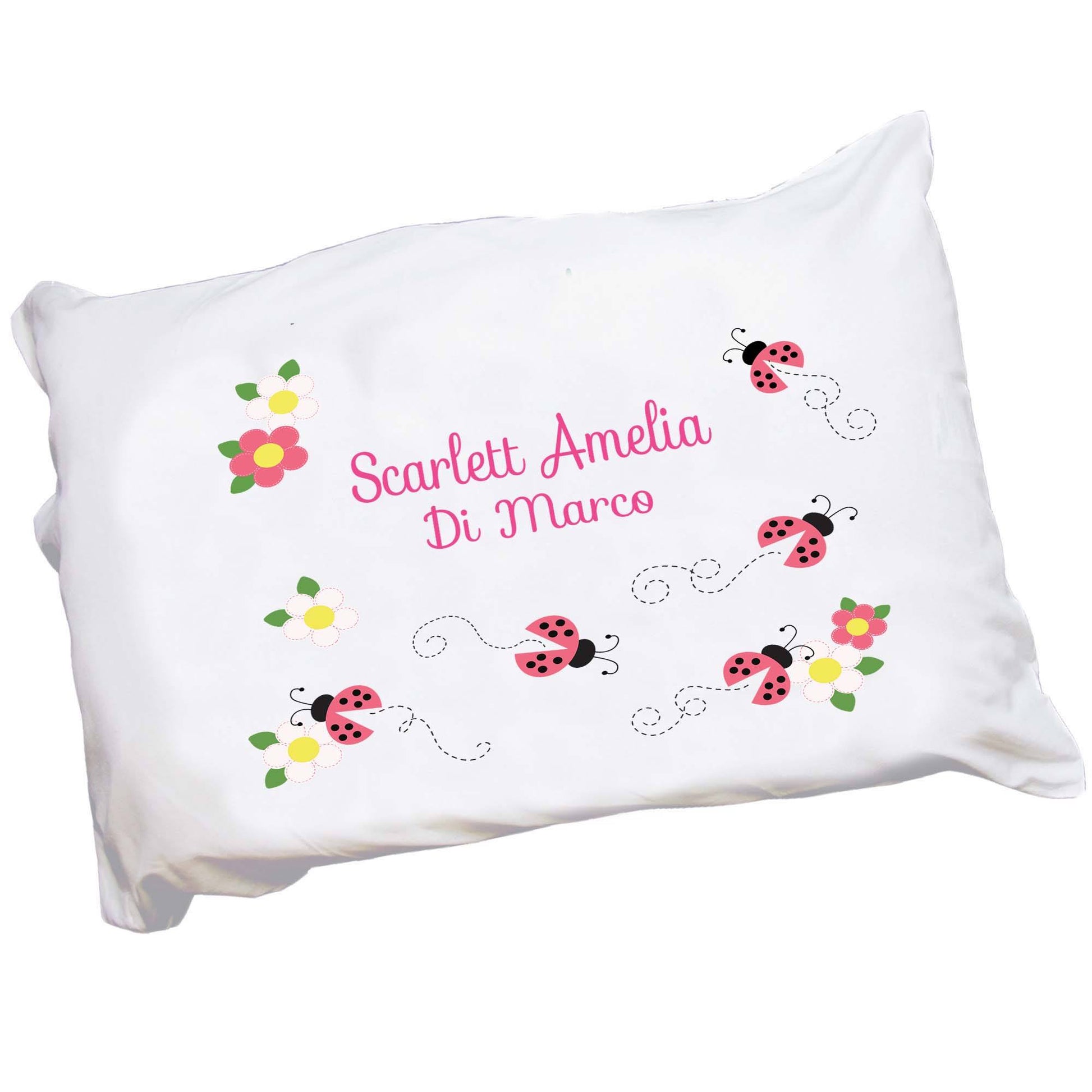 Personalized Pink Ladybug Pillowcase - MyBambino.com