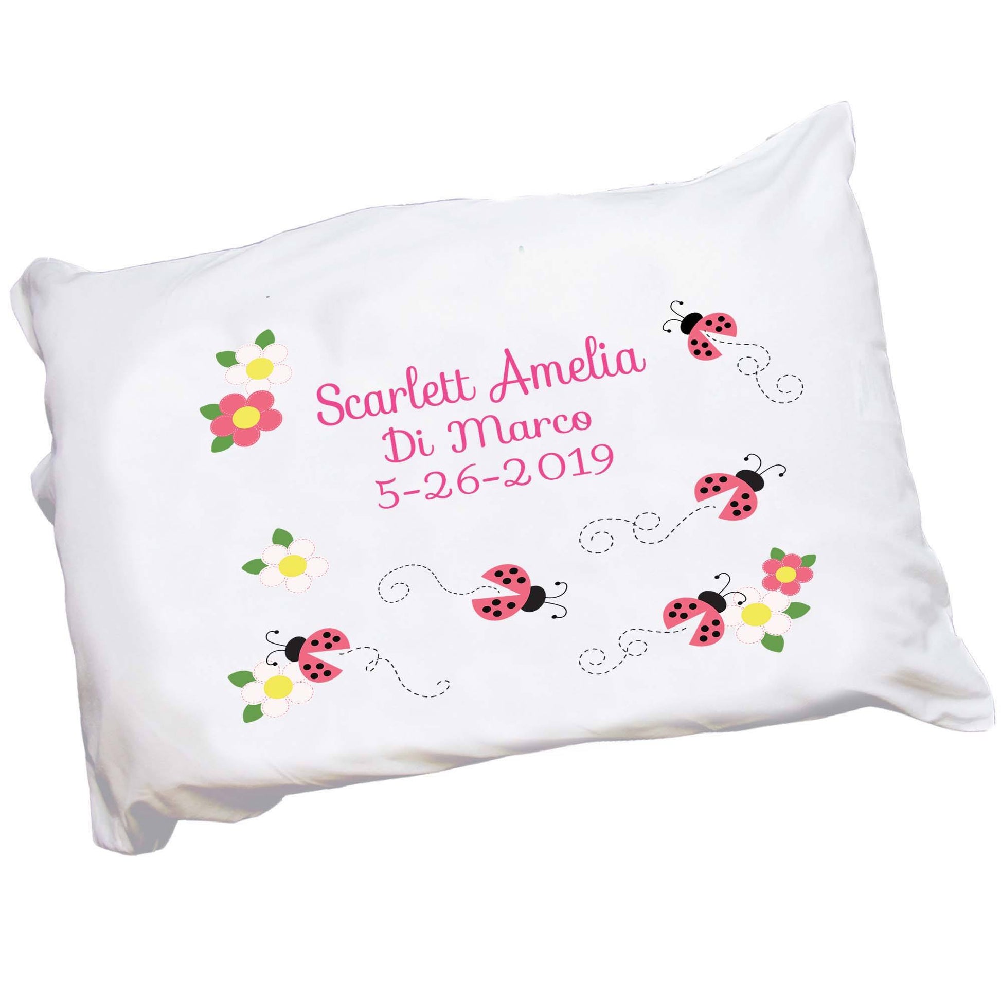 Personalized Pink Ladybug Pillowcase - MyBambino.com