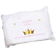 Girls Personalized Pink Princess Crown Pillowcase