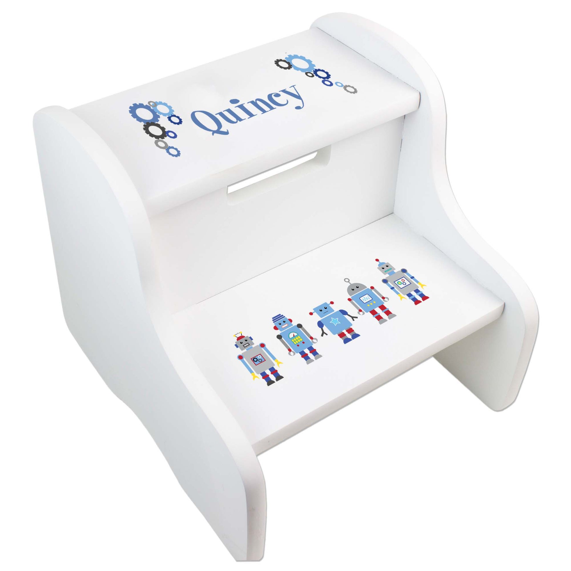 Child's White Robot Two Step Stool - MyBambino.com