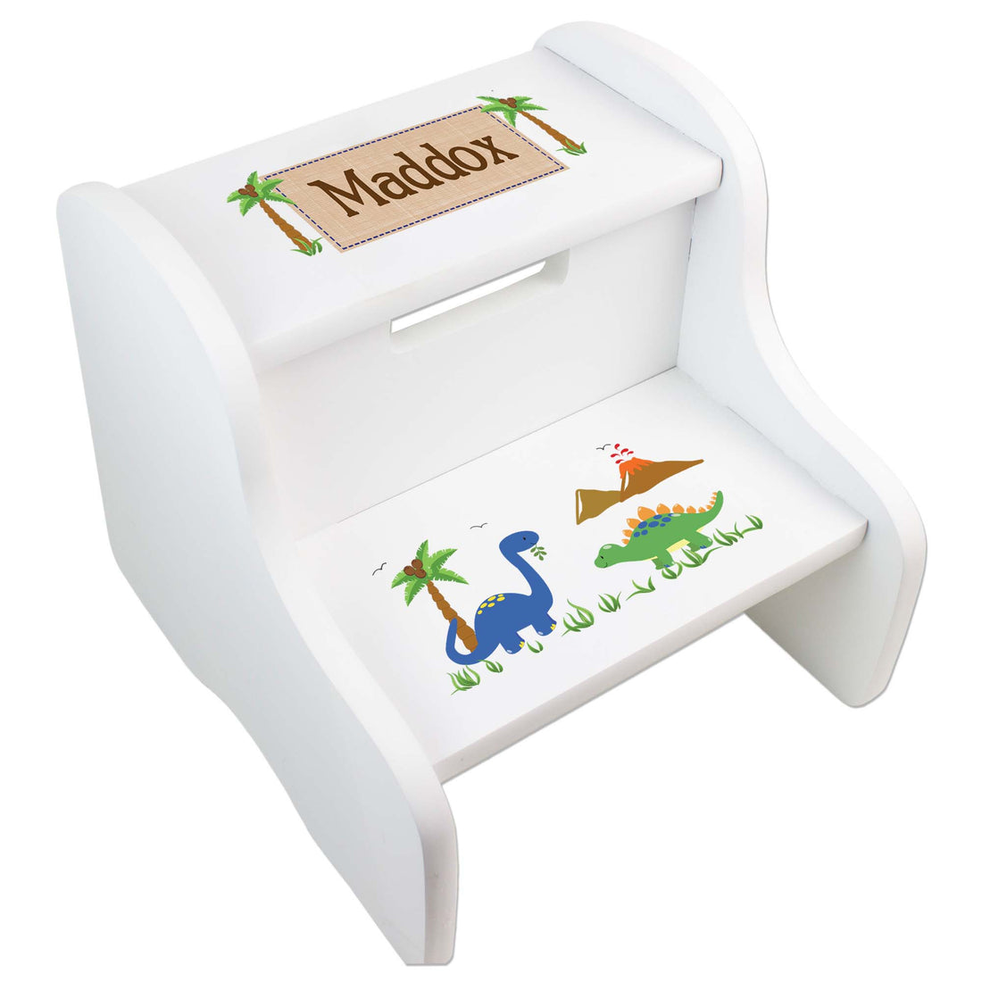 Child's White Dinosaur Two Step Stool - MyBambino.com