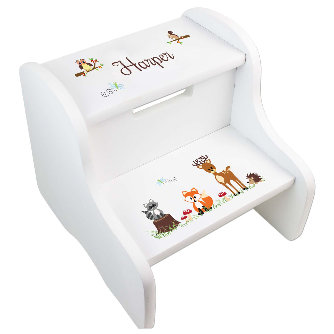 Child's White Woodland Two Step Stool - MyBambino.com