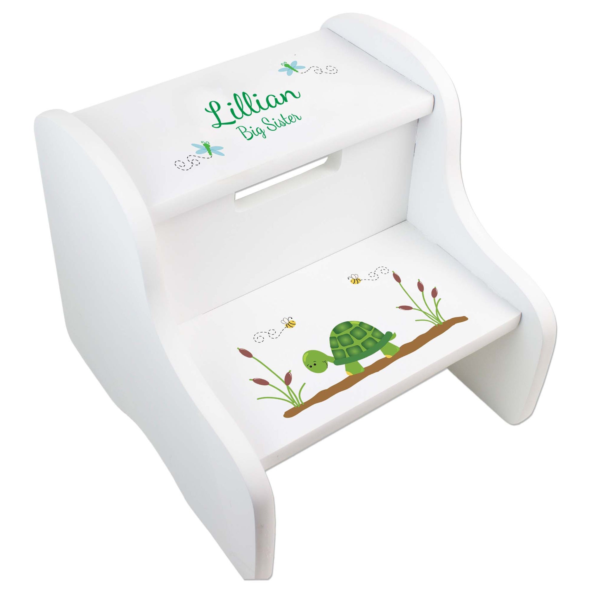 Personalized Turtle White Two Step Stool