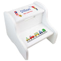 Boy's White Cars And Trucks Two Step Stool - MyBambino.com