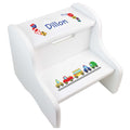Boy's White Cars And Trucks Two Step Stool - MyBambino.com