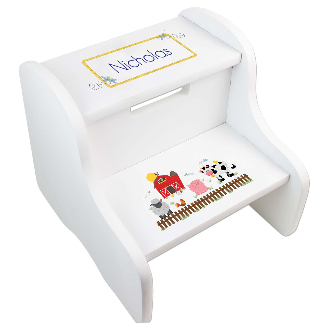 Child's White Barnyard Two Step Stool - MyBambino.com