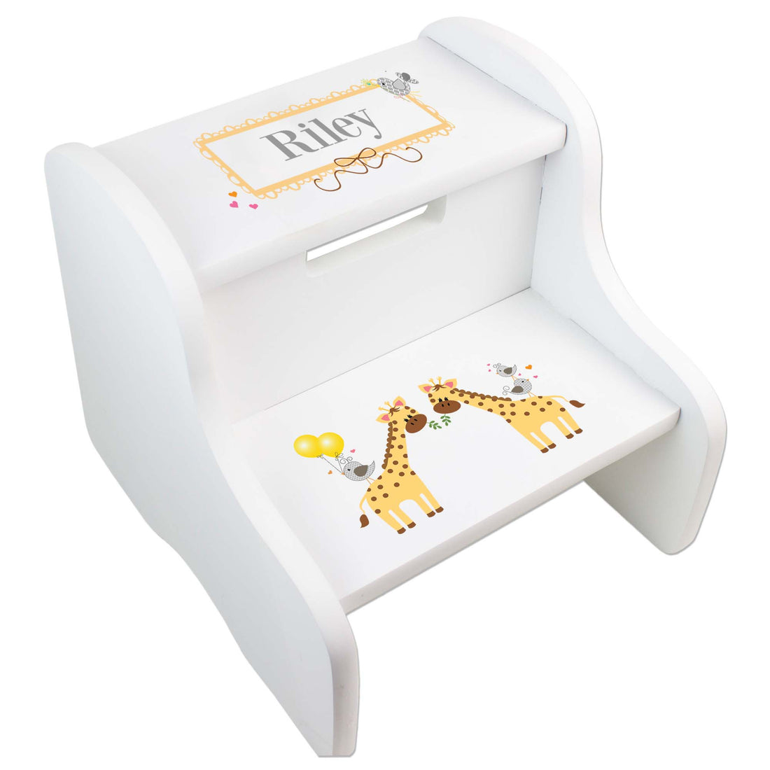 Child's White Giraffe Two Step Stool - MyBambino.com