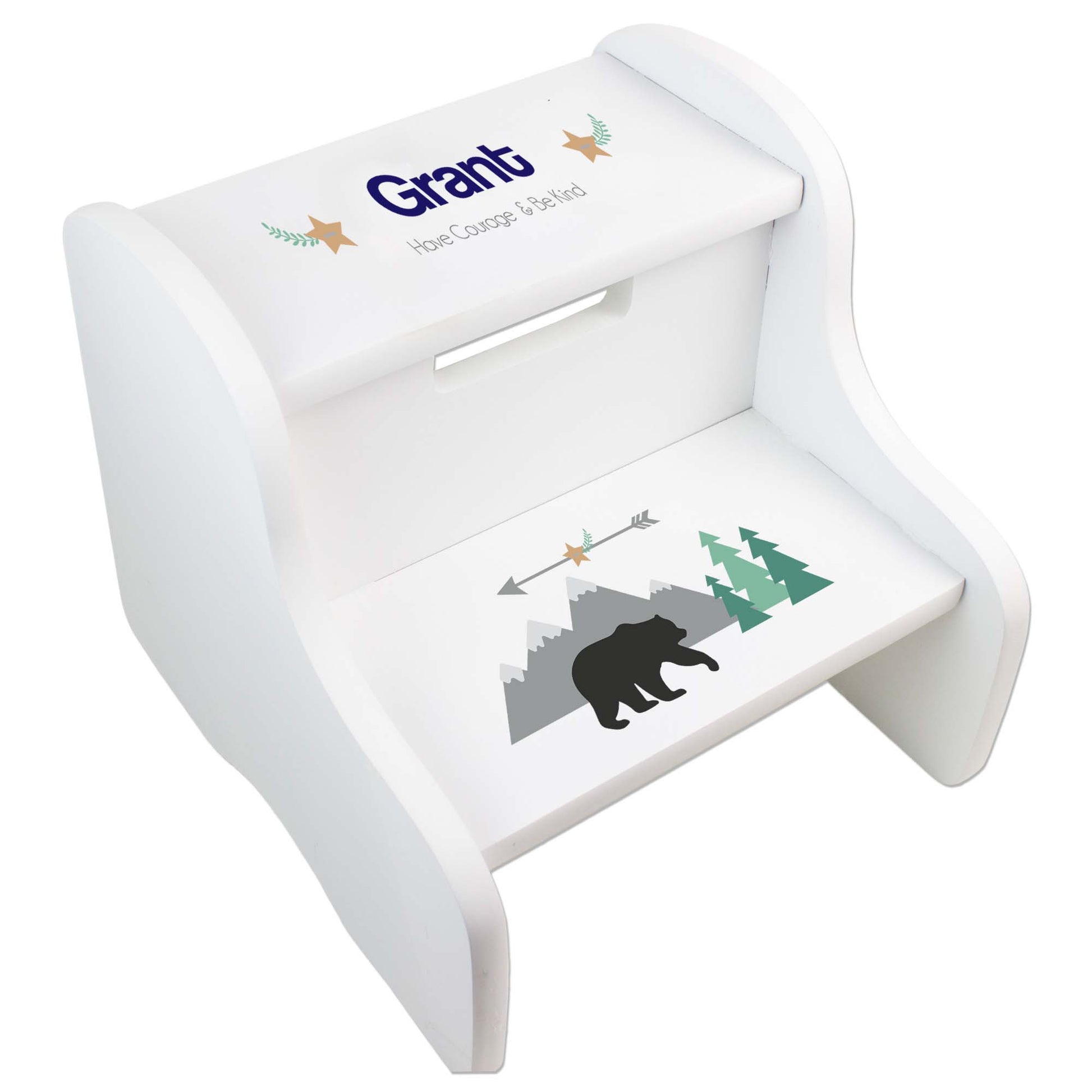 Child's White Mountain Bear White Two Step Stool - MyBambino.com