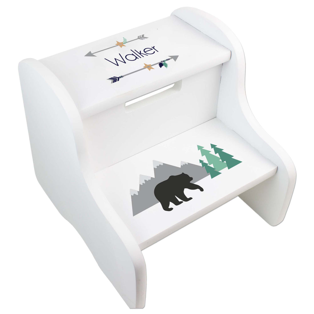Child's White Mountain Bear White Two Step Stool - MyBambino.com