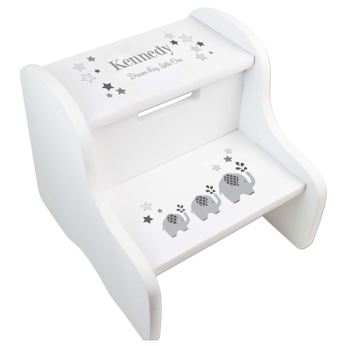 Child's Gray Elephant White Two Step Stool - MyBambino.com