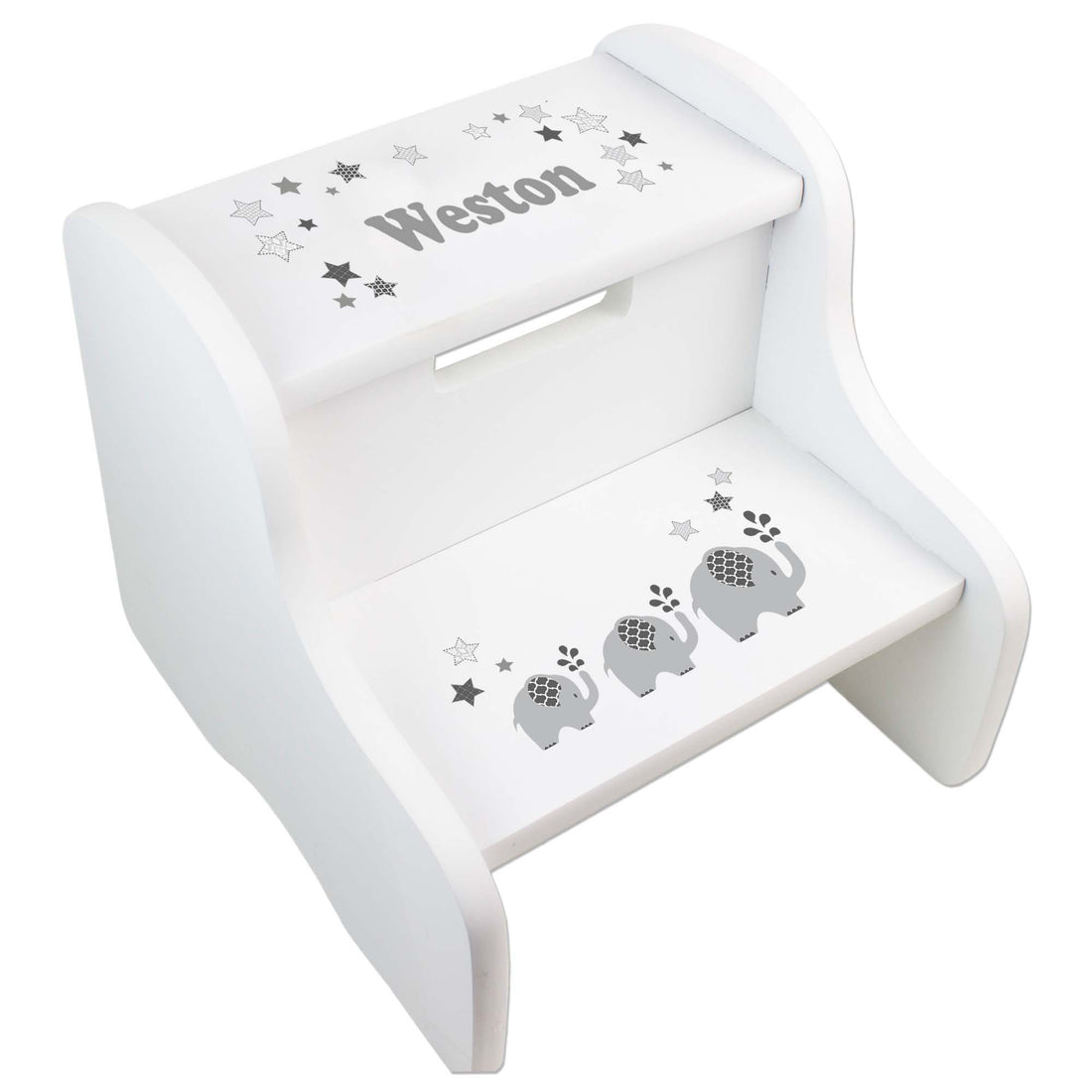 Child's Gray Elephant White Two Step Stool - MyBambino.com
