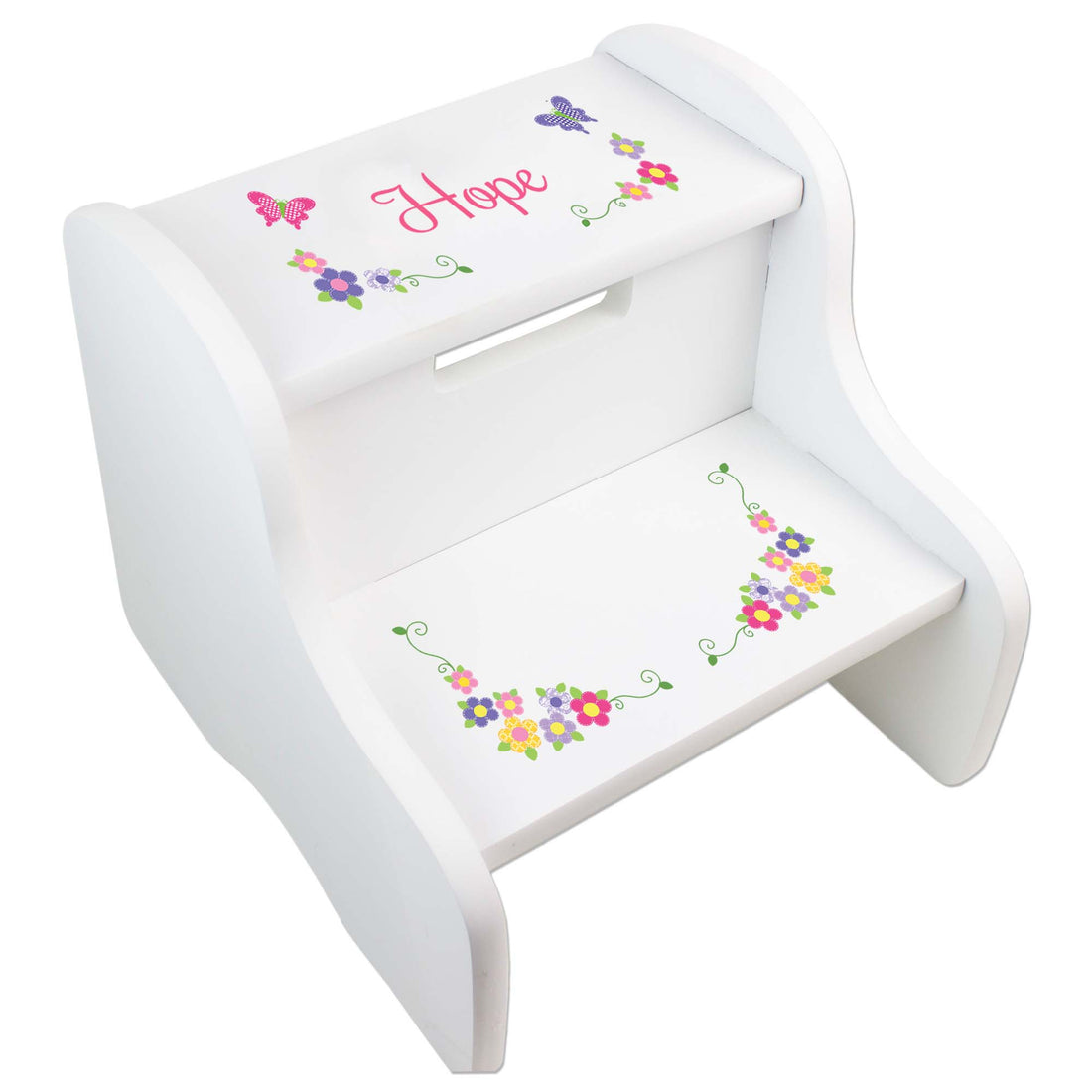 Bright Butterfly Garland White Two Step Stool - MyBambino.com