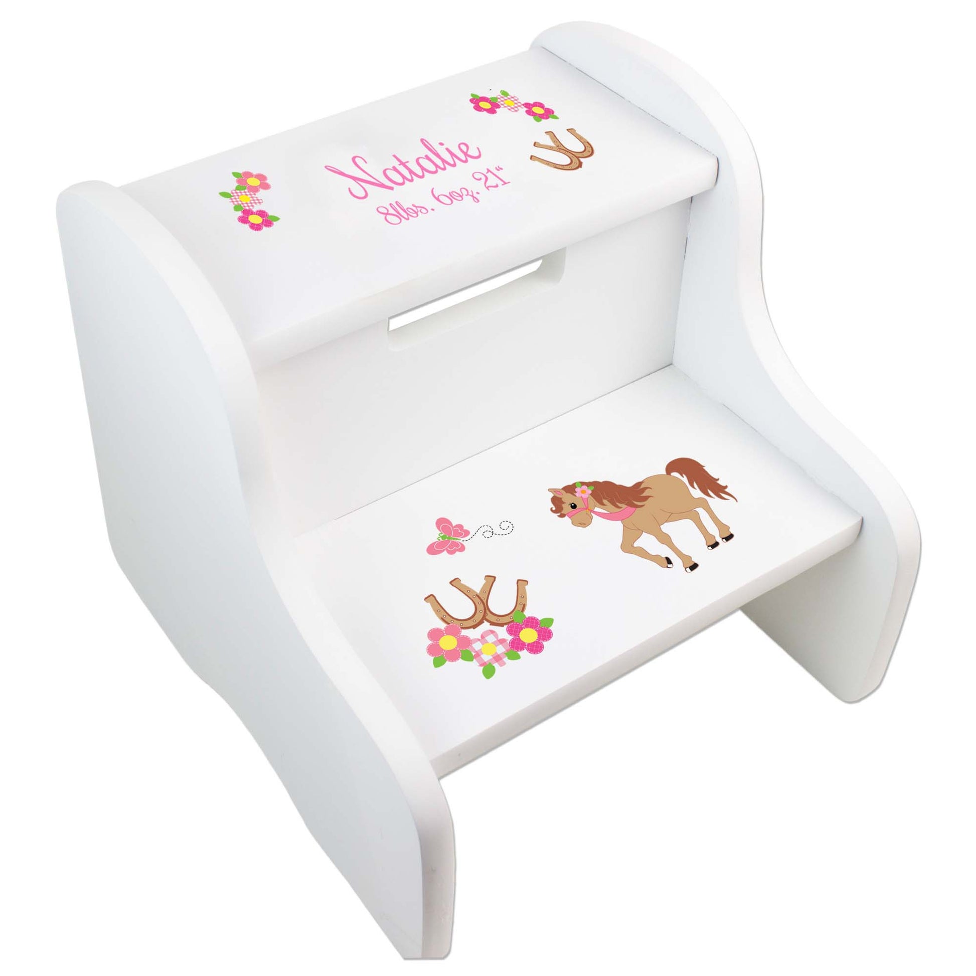 Girl's Prancing Pony White Two Step Stool - MyBambino.com