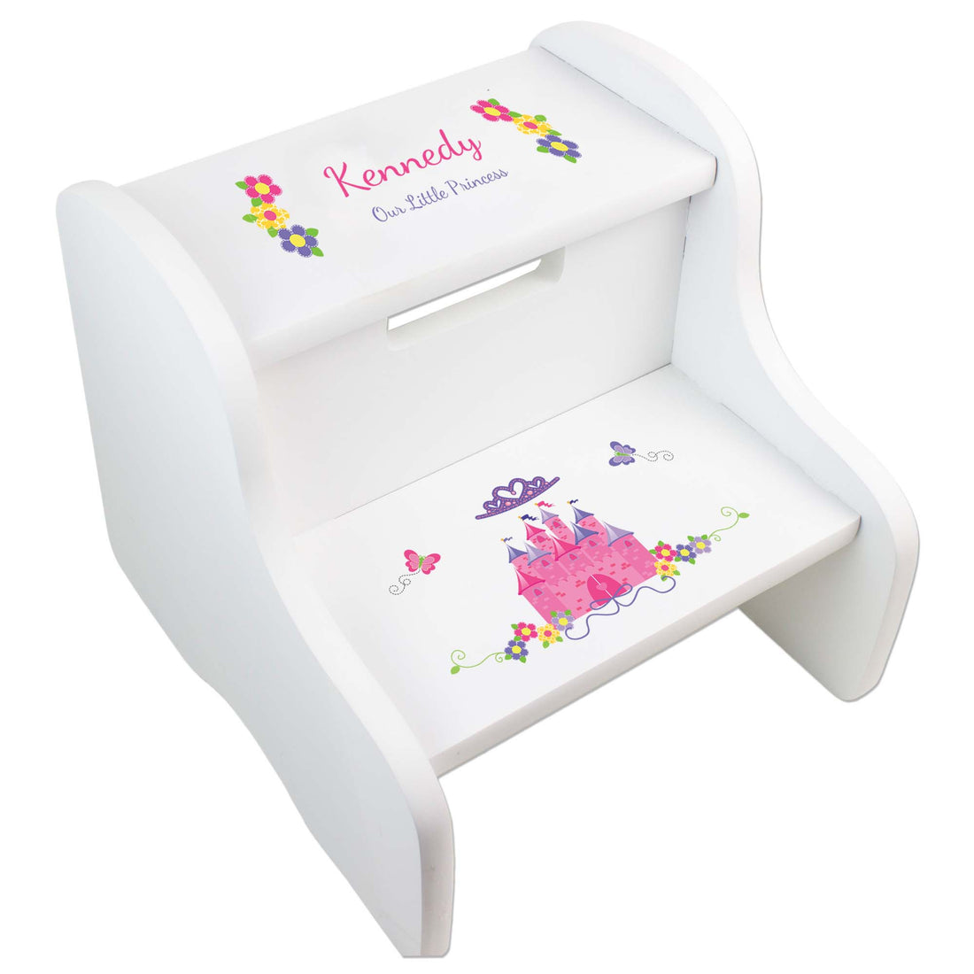 Girl's Princess Castle White Two Step Stool - MyBambino.com