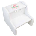 Personalized White Fixed Stool With Coral Circle Design