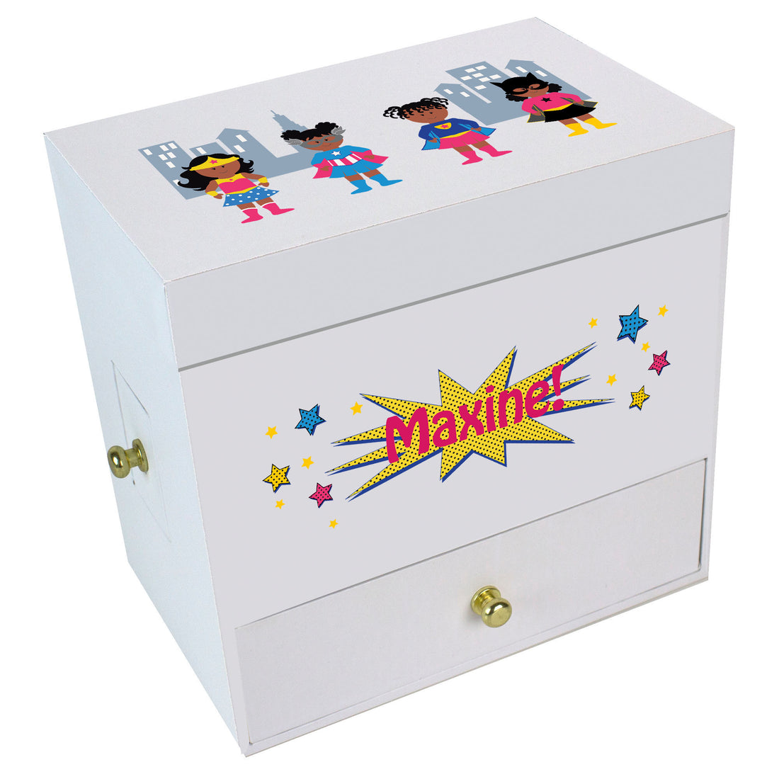 Girls African American Superhero Deluxe Ballerina Jewelry Box - MyBambino.com