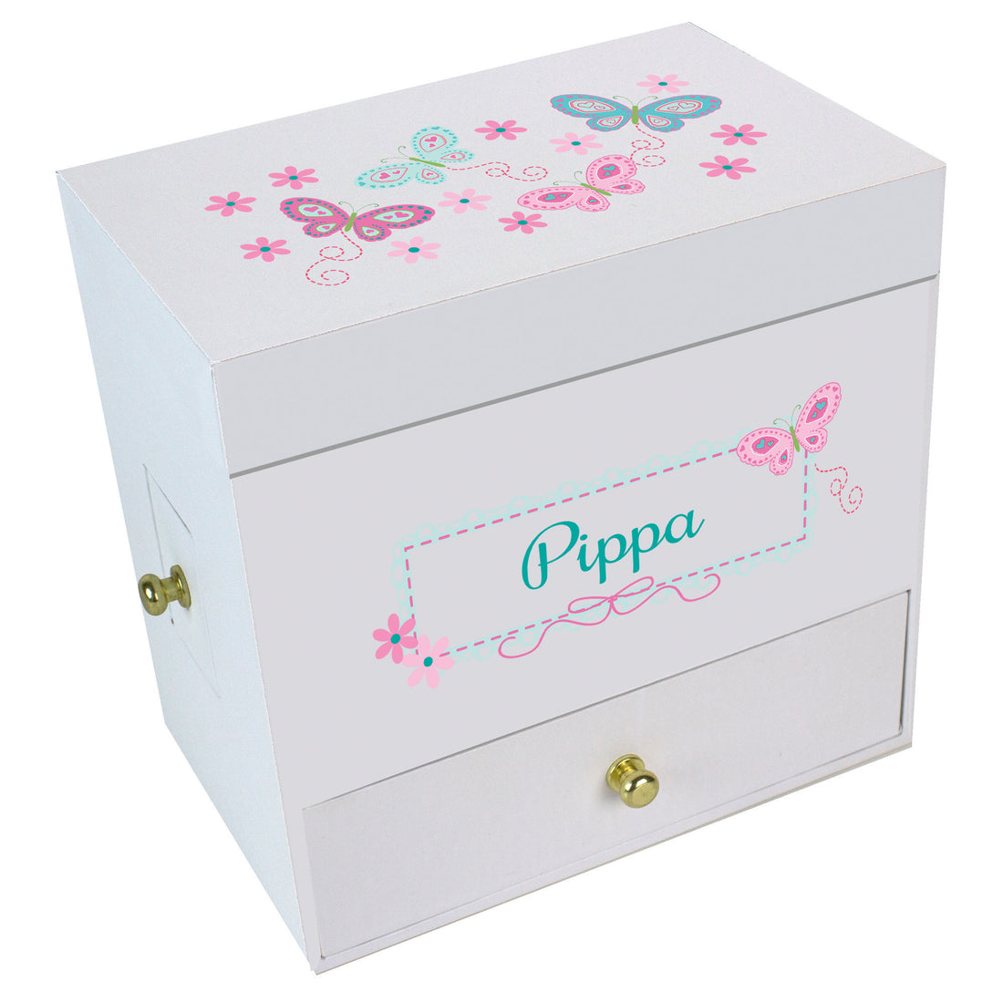 Aqua Pink Butterflies Deluxe Musical Ballerina Jewelry Box - MyBambino.com
