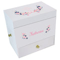 Navy Pink Floral Cross Deluxe Ballerina Jewelry Box - MyBambino.com