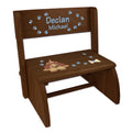 Personalized Green Tractor Child's Espresso Flip Stool - MyBambino.com