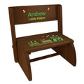 Personalized Green Tractor Child's Espresso Flip Stool - MyBambino.com