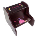 Personalized Pink Princess Castel Espresso Two Step Stool - MyBambino.com