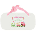 Personalized Girls Wall Plaque with Pink Tractor design