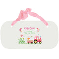 Personalized Girls Wall Plaque - Pink Tractor - MyBambino.com