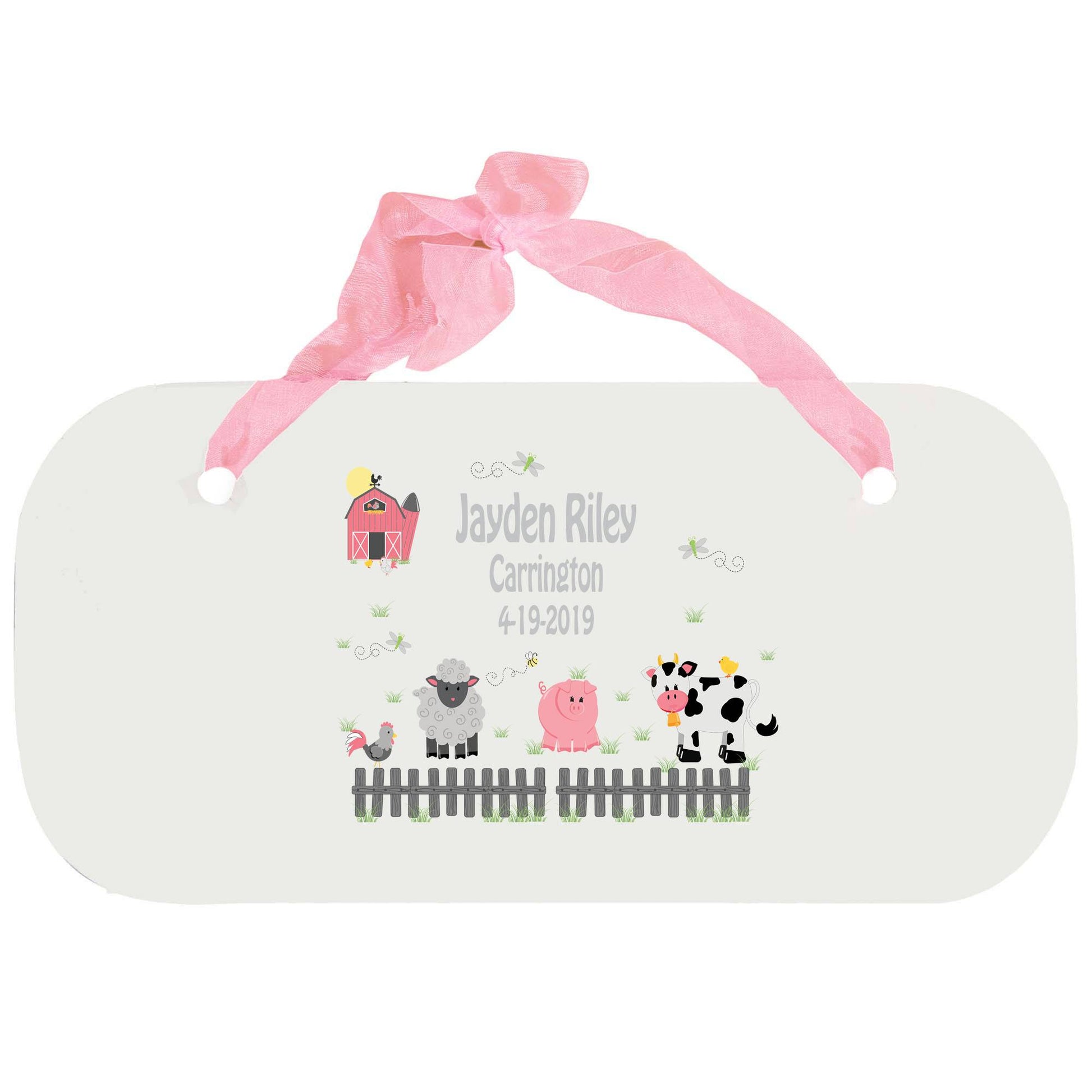 Personalized Girls Wall Plaque - Barnyard Friends Pastel - MyBambino.com