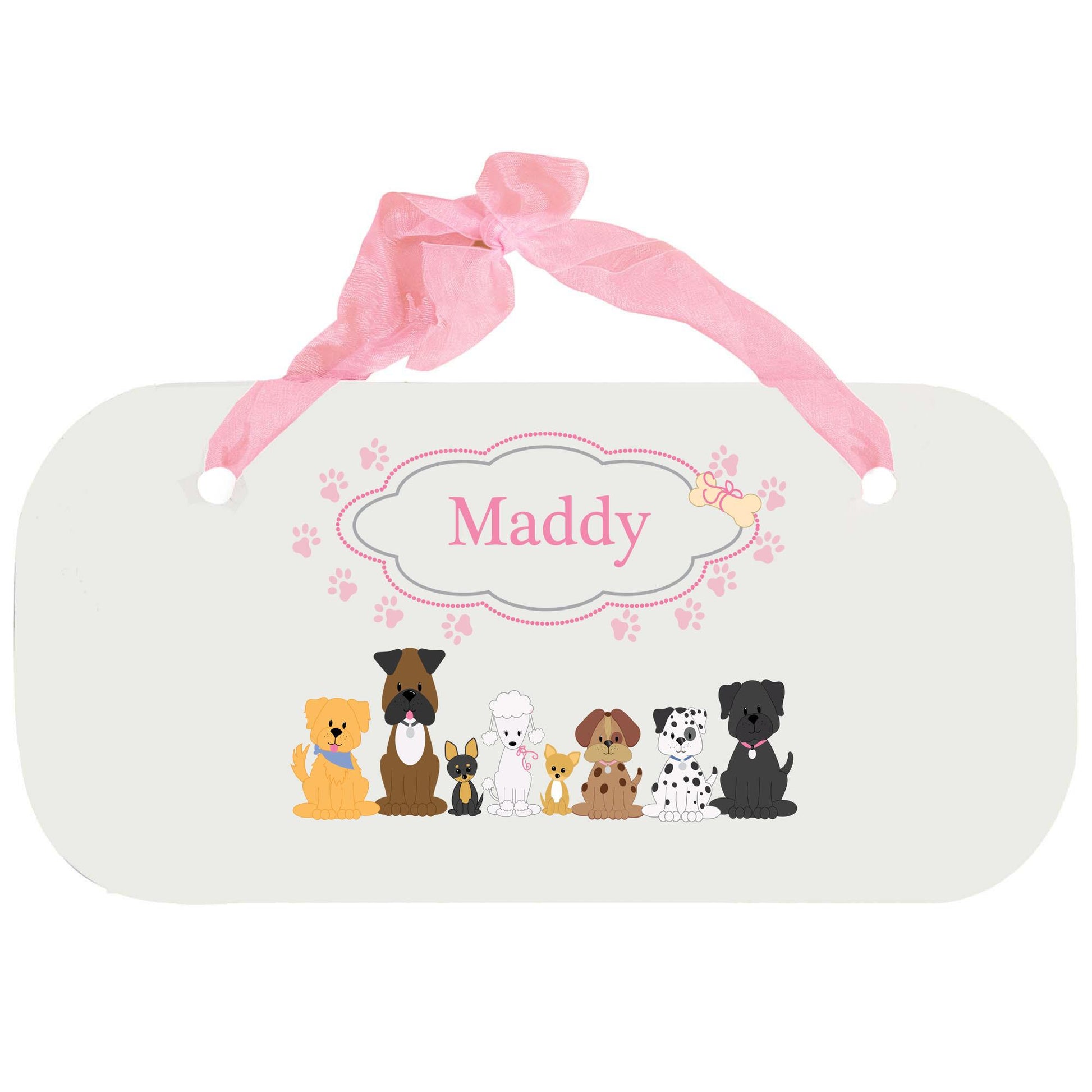 Personalized Girls Wall Plaque - Pink Dog - MyBambino.com