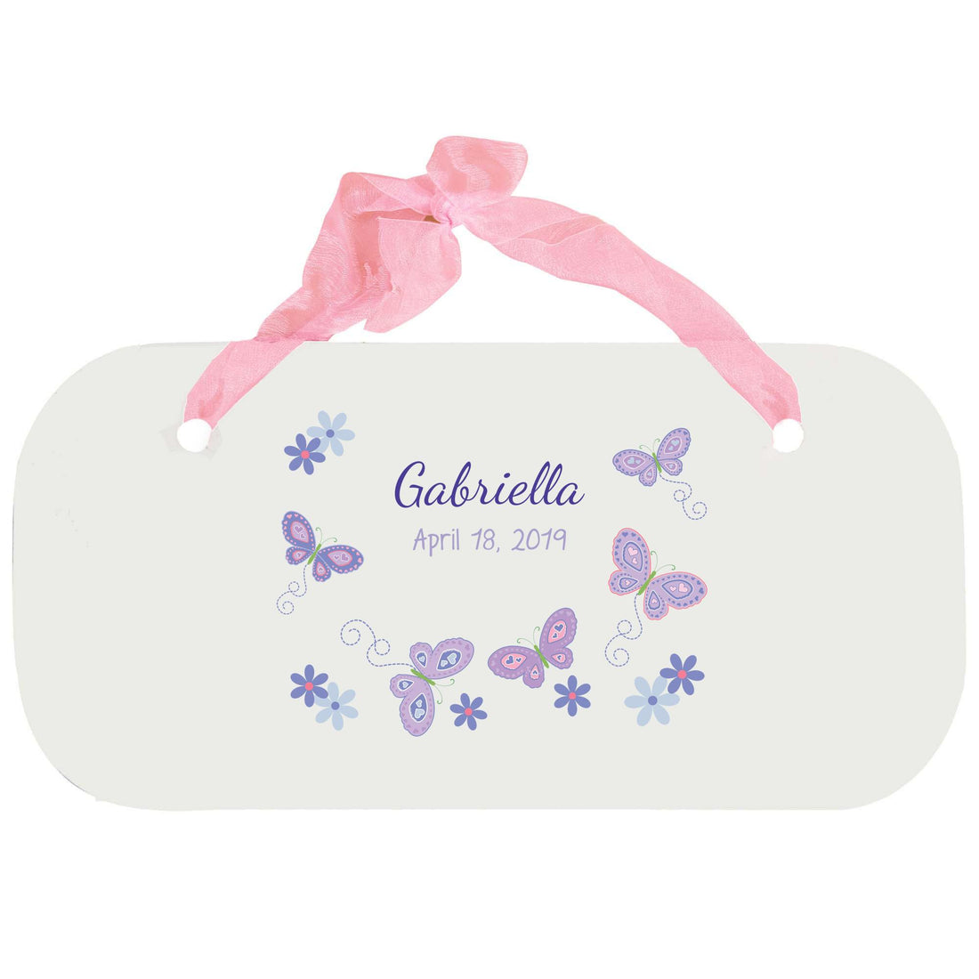 Personalized Girls Wall Plaque - Butterflies Lavender - MyBambino.com