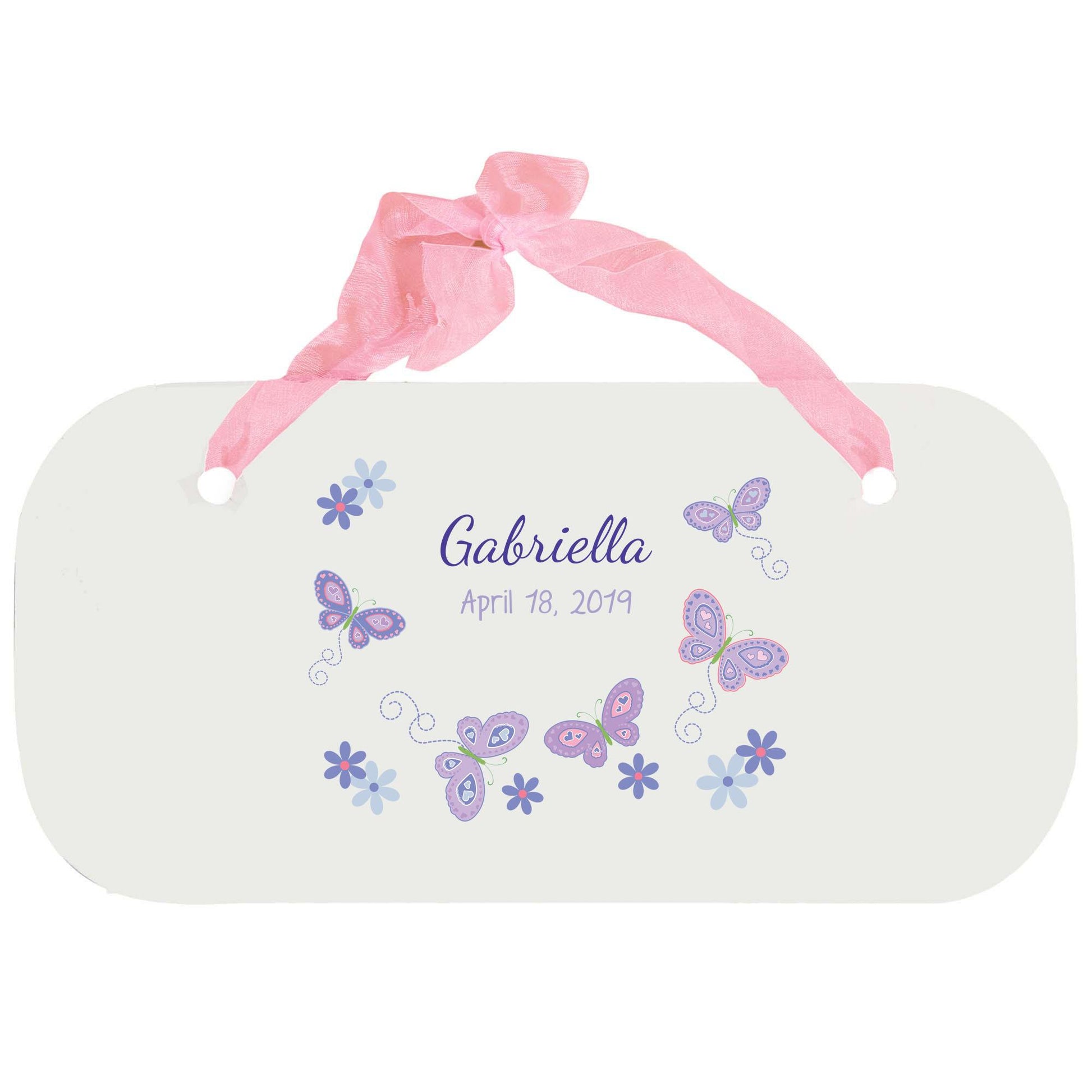 Personalized Girls Wall Plaque - Butterflies Lavender - MyBambino.com