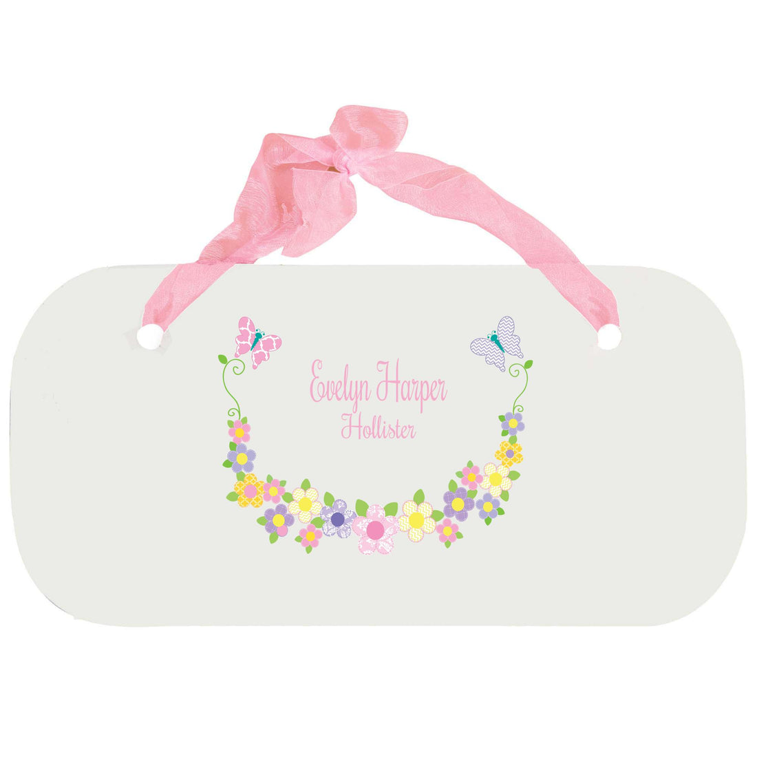 Personalized Girls Wall Plaque with Pastel Butterflies design