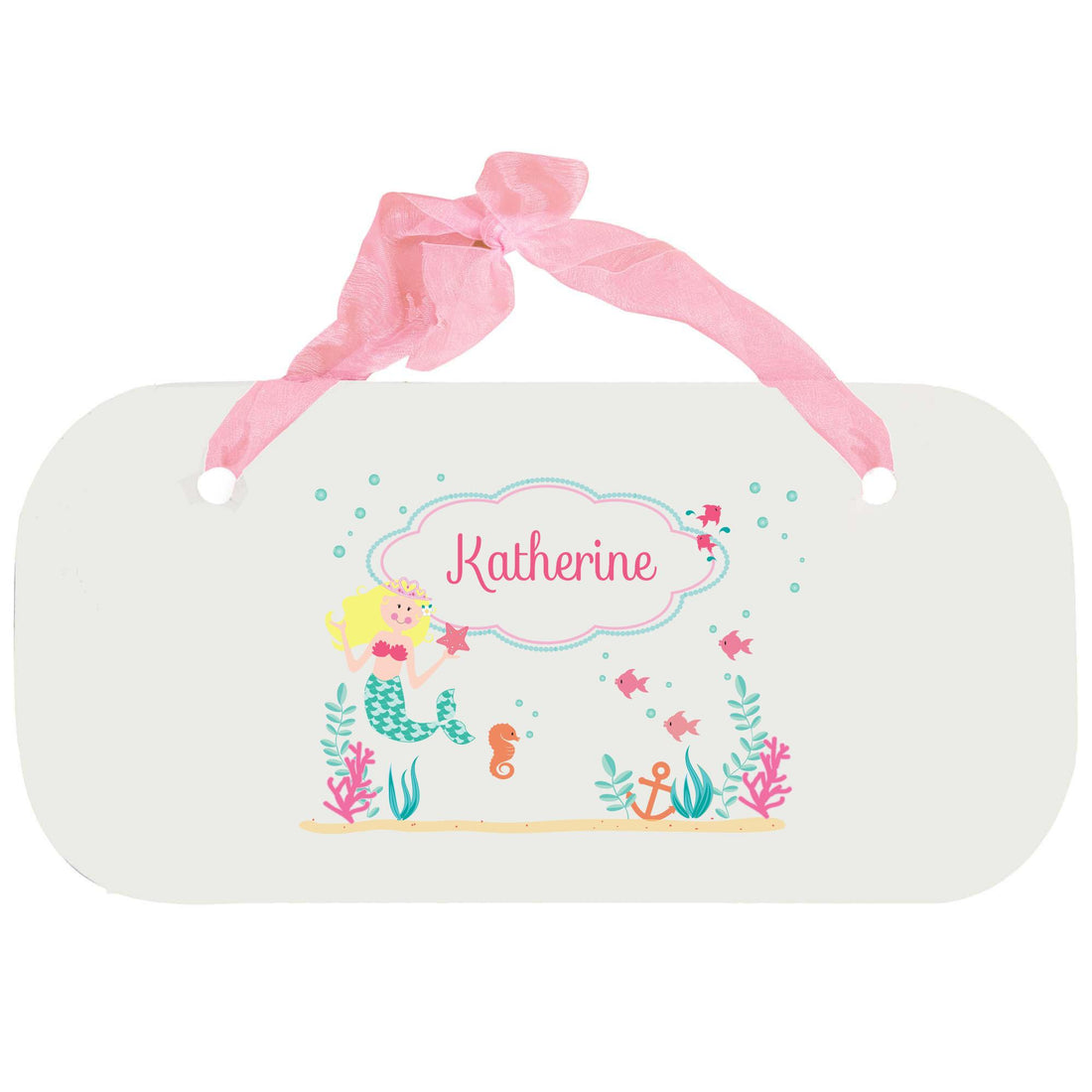 Personalized Girls Wall Plaque - Blonde Mermaid Princess - MyBambino.com