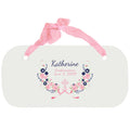 Personalized Girls Wall Plaque - Hc Navy Pink Floral Garland - MyBambino.com