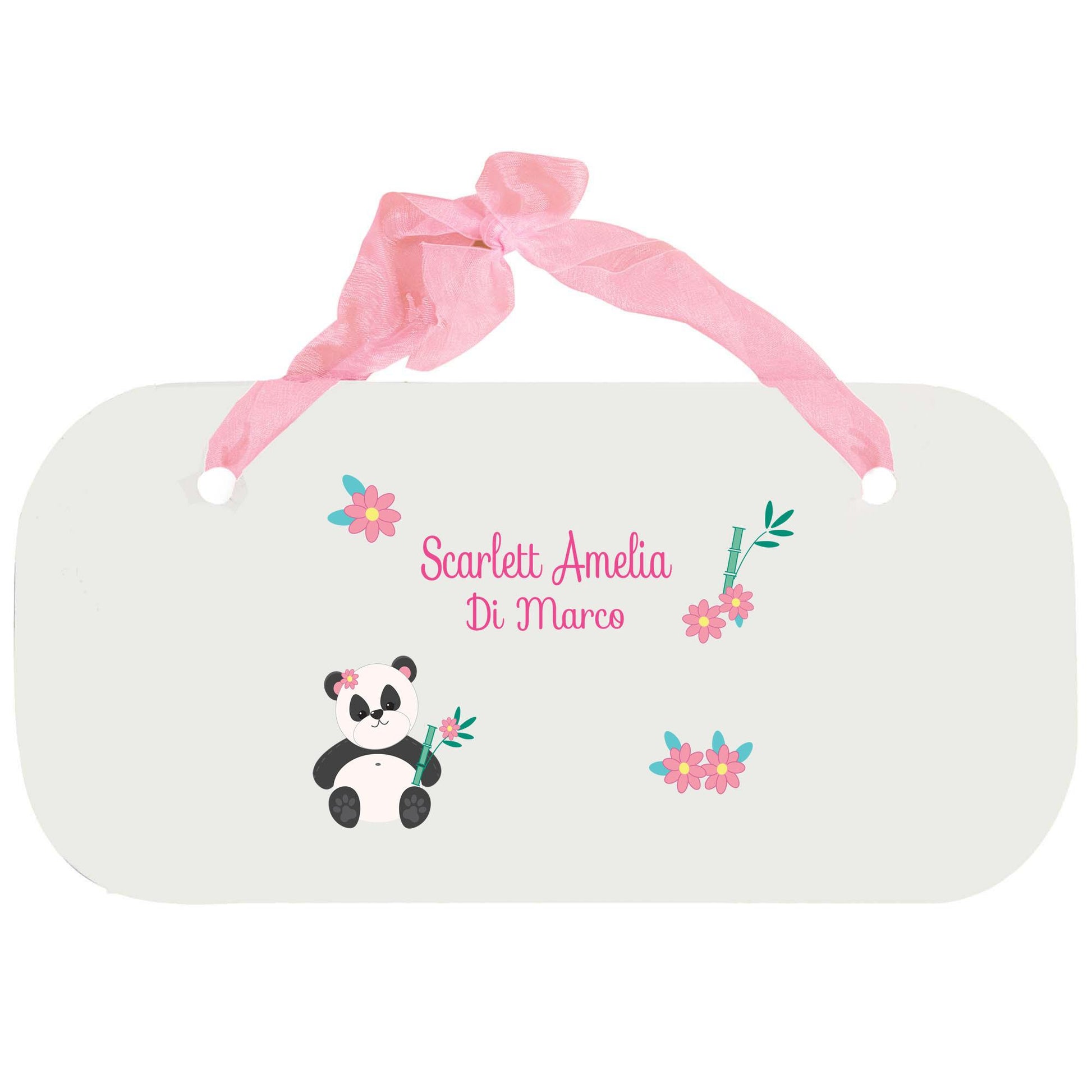 Personalized Girls Wall Plaque - Panda Bear - MyBambino.com