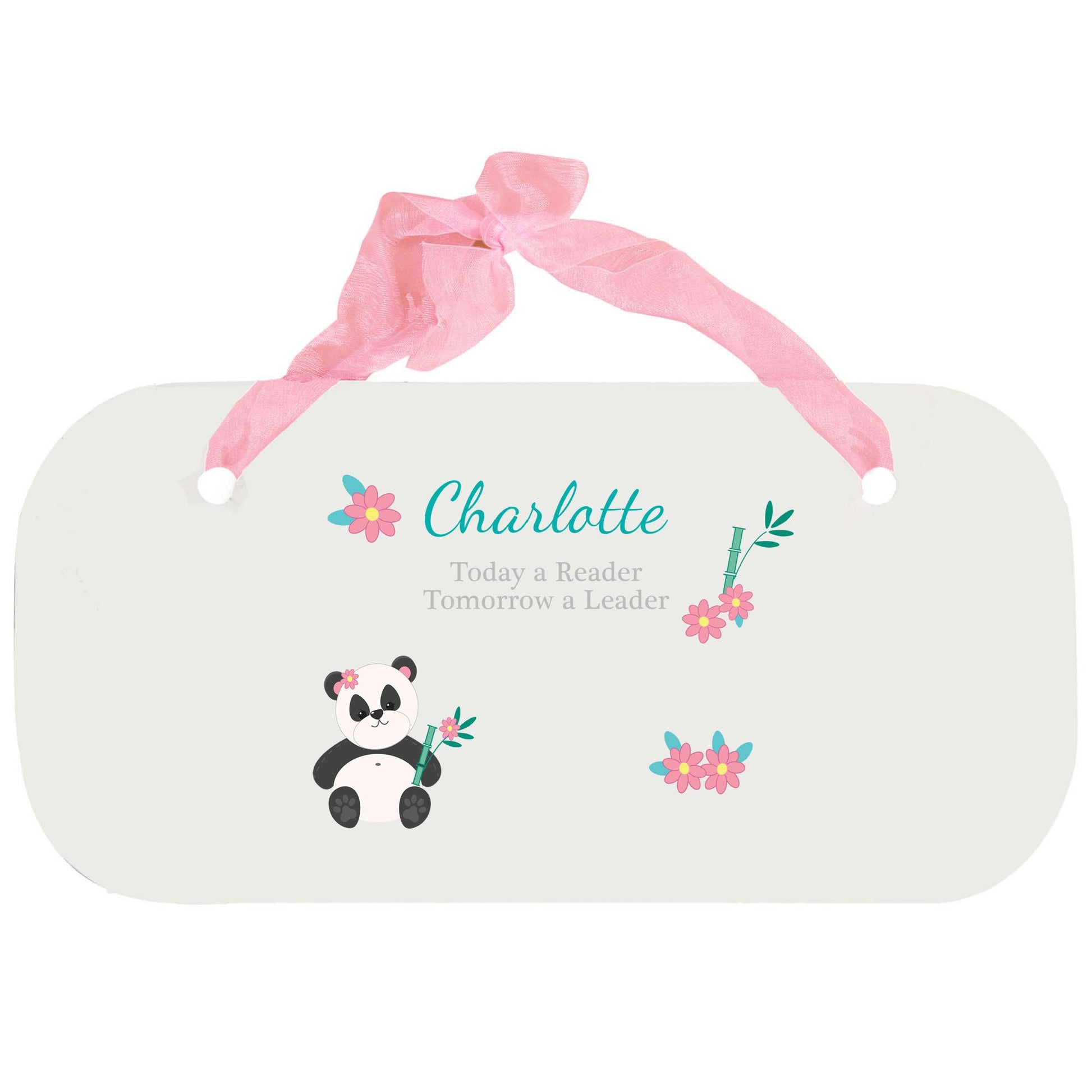 Personalized Girls Wall Plaque - Panda Bear - MyBambino.com