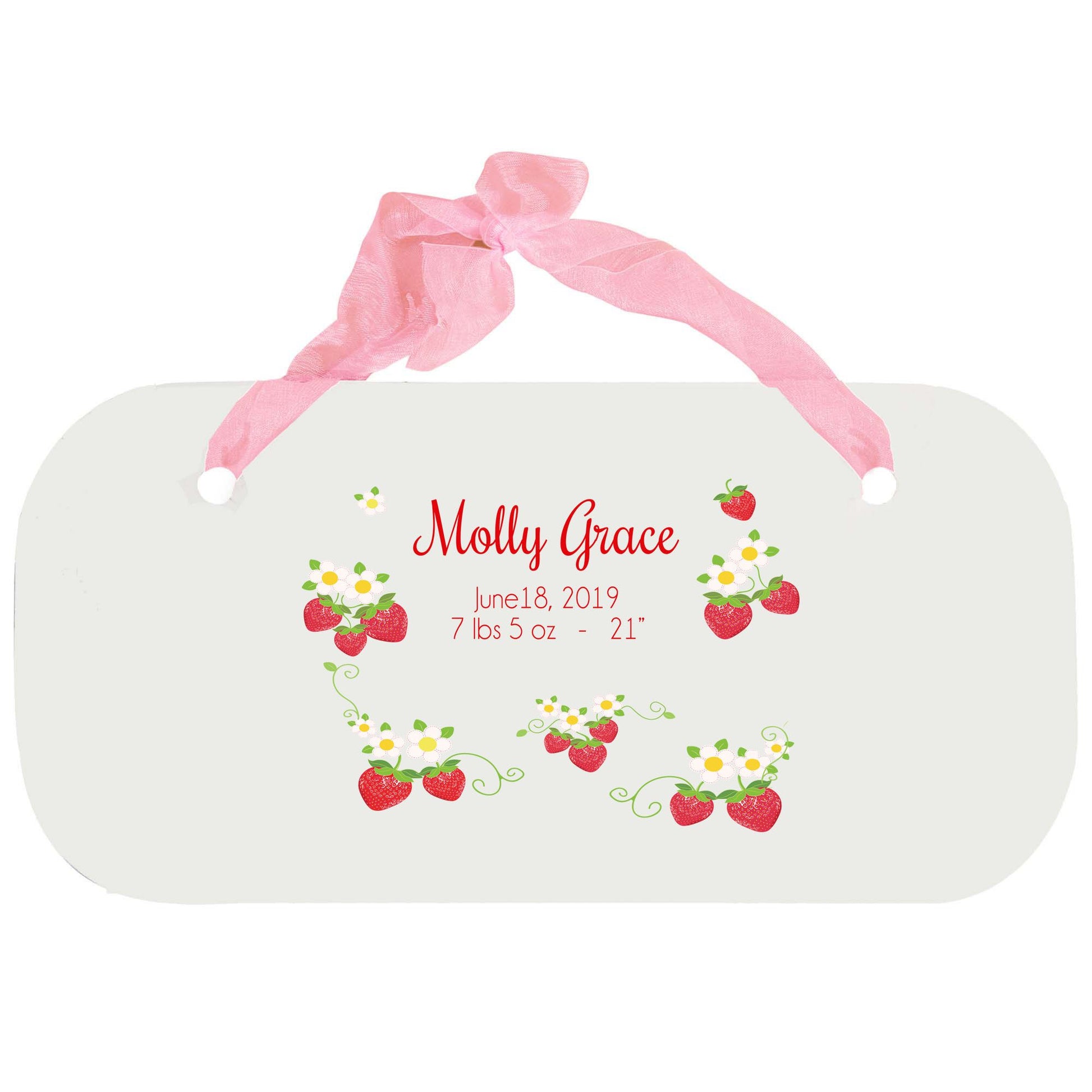 Personalized Girls Wall Plaque - Strawberries - MyBambino.com