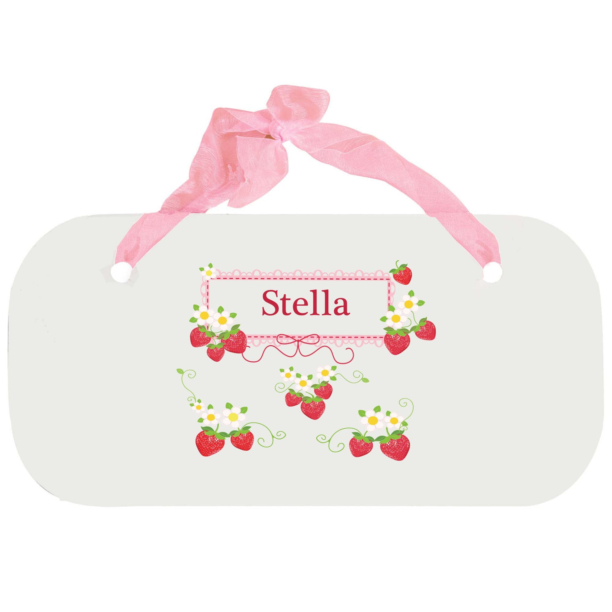 Personalized Girls Wall Plaque with Strawberries design