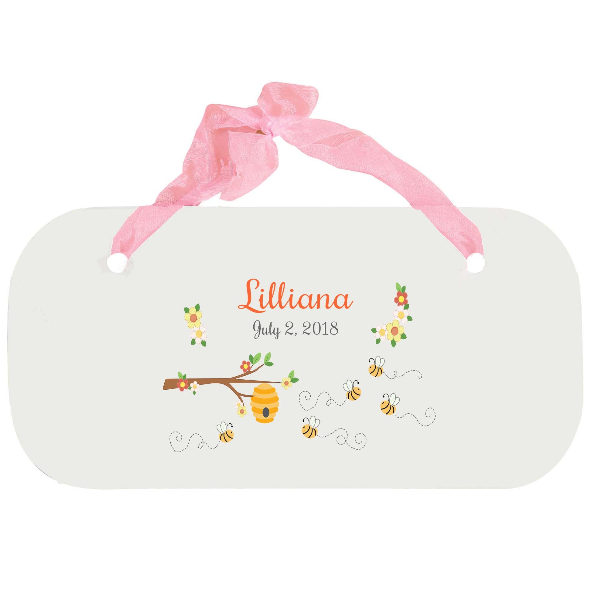 Personalized Girls Wall Plaque - Honey Bees - MyBambino.com
