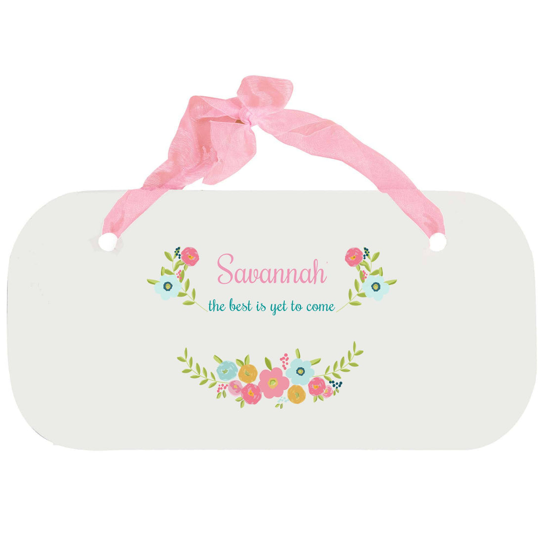 Personalized Girls Wall Plaque with Spring Floral design