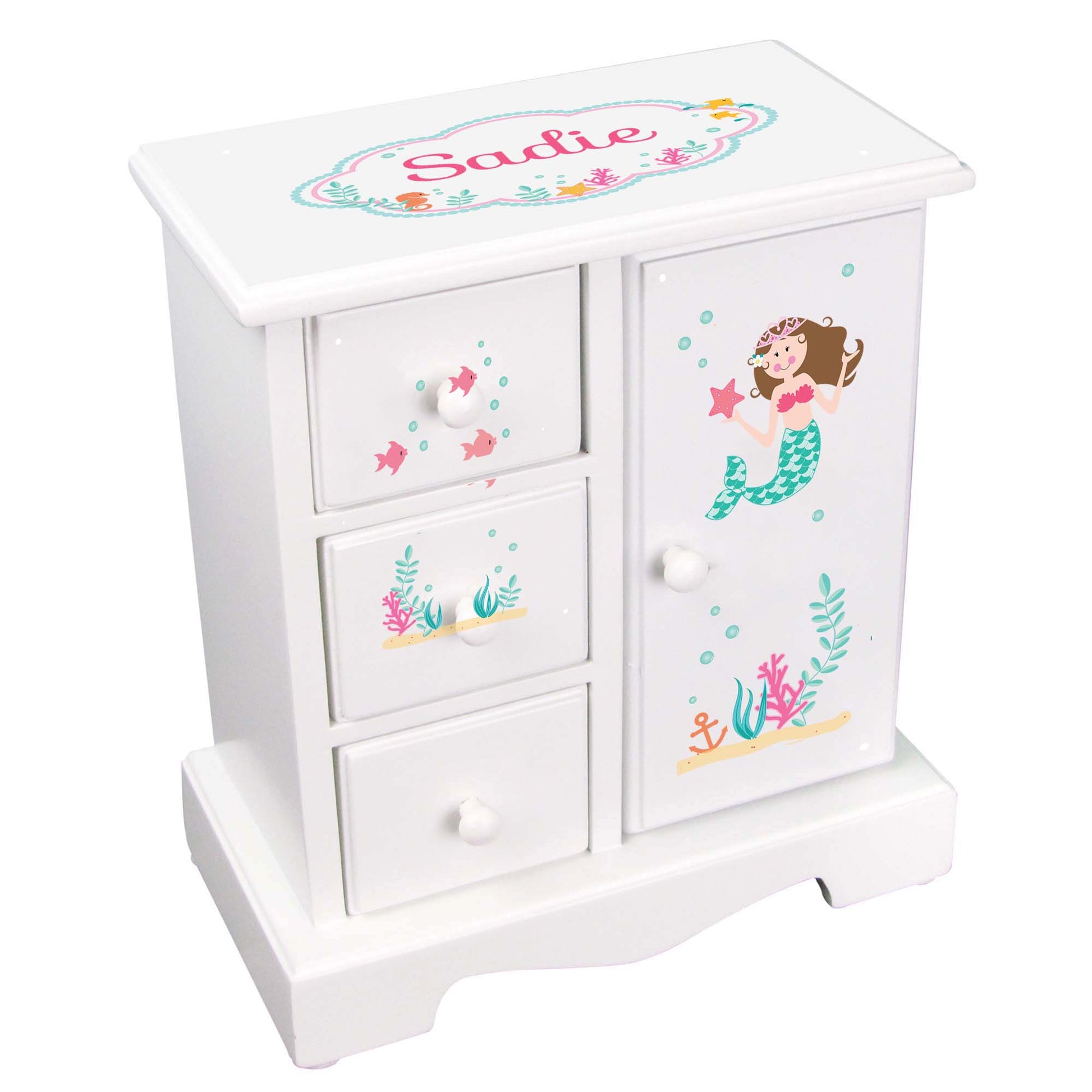 Jewelry Armoire - Brunette Mermaid - MyBambino.com
