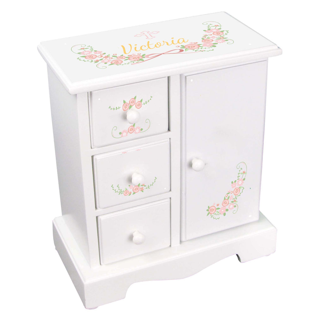 Blush Floral Cross Jewelry Armoire - MyBambino.com