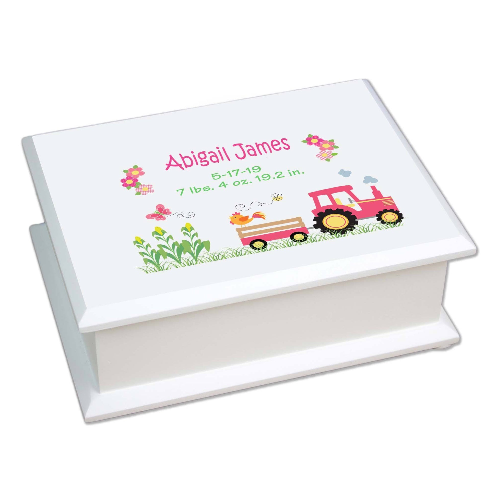 Lift Top Jewelry Box - Pink Tractor - MyBambino.com