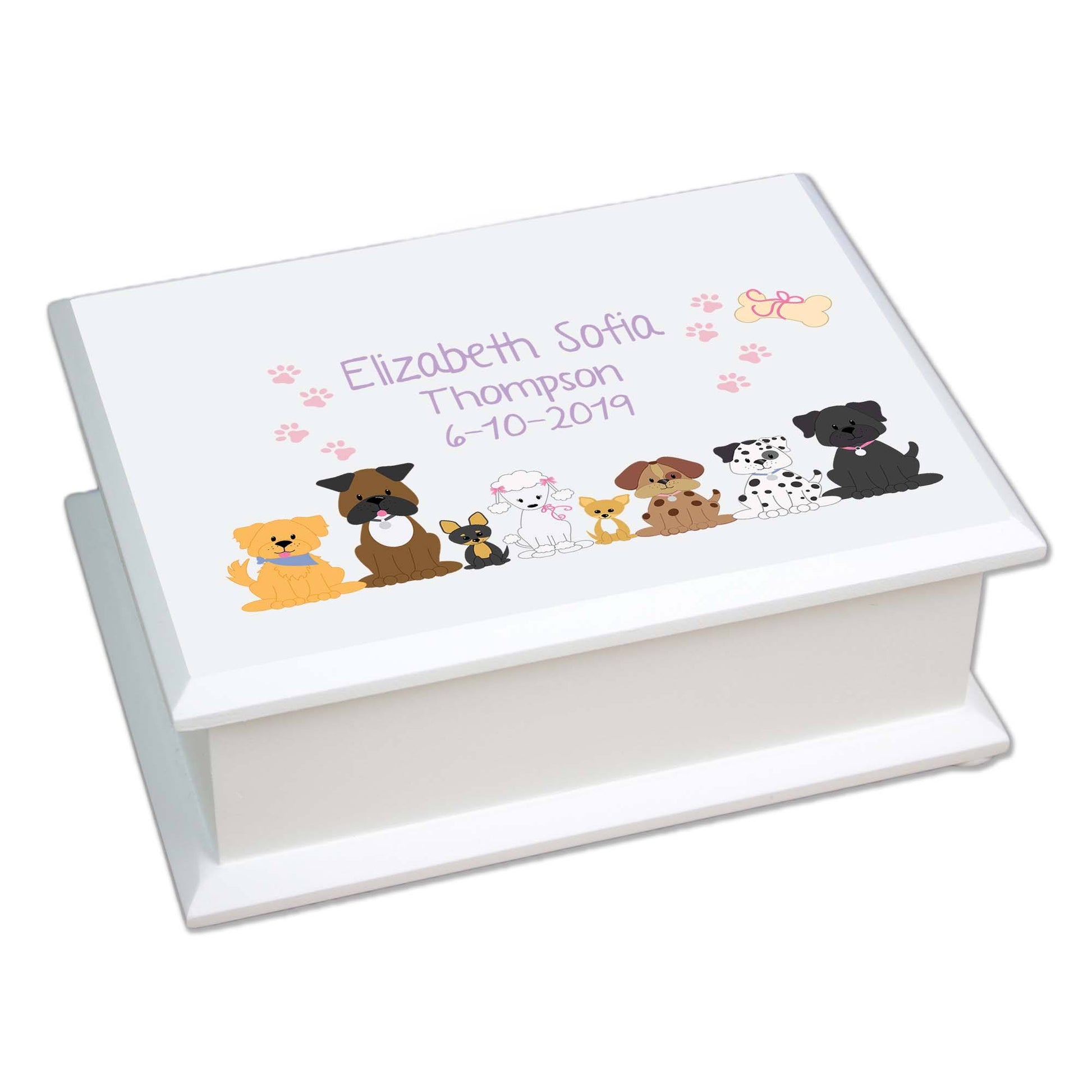 Lift Top Jewelry Box - Pink Dogs - MyBambino.com