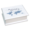 Lift Top Jewelry Box - Blue World Map - MyBambino.com