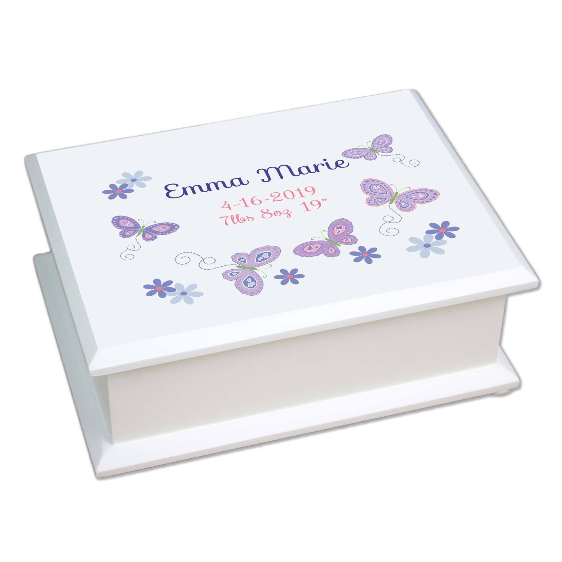 Lift Top Jewelry Box - Lavender Butterflies - MyBambino.com